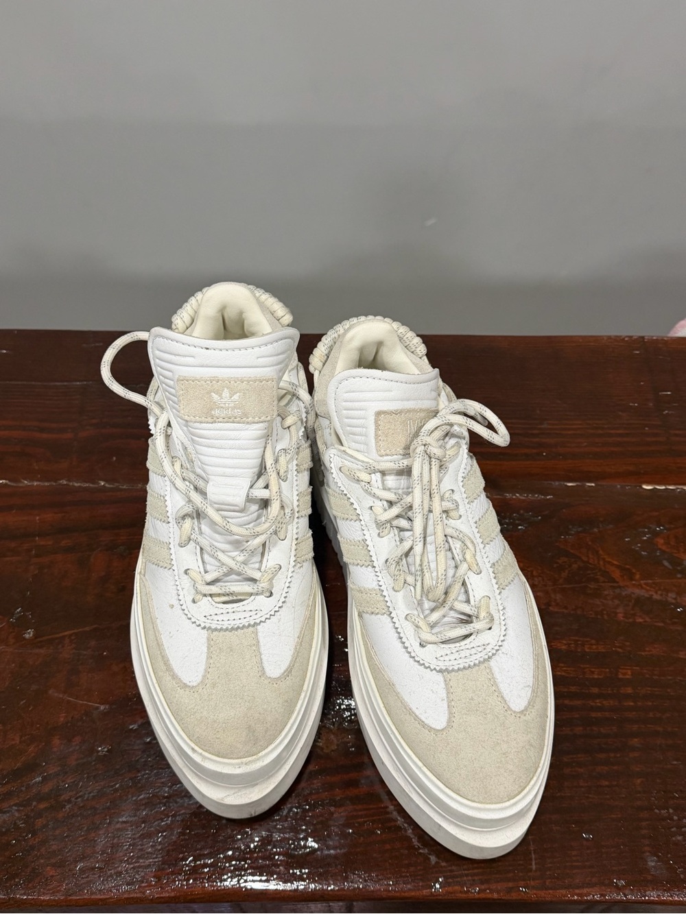adidas Cream & White Platform High-Top Sneakers